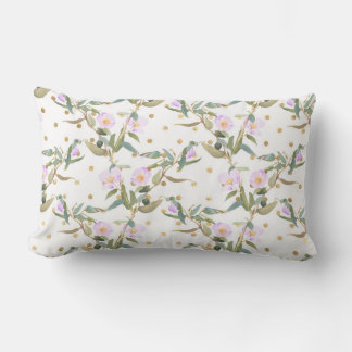 Weiße Lila Blüte/Polka Dot Lumbar PIllow Lendenkissen