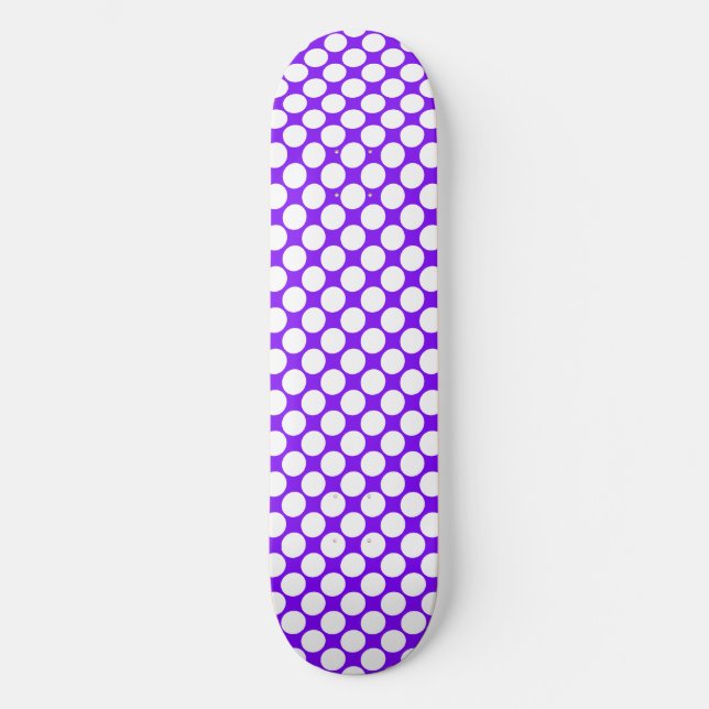 Weiße lila Punkte Skateboard (Vorderseite)