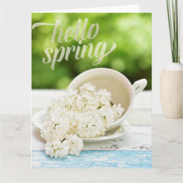 Weiße Lilacs Frühlingsblumen Stillleben Blumentext Karte