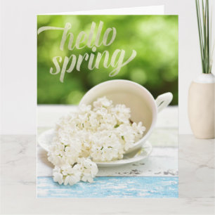 Weiße Lilacs Frühlingsblumen Stillleben Blumentext Karte