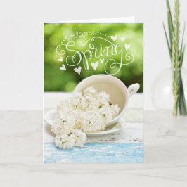 Weiße Lilacs Frühlingsblumen Stillleben Blumentext Karte