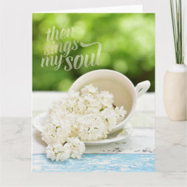 Weiße Lilacs Frühlingsblumen Stillleben Blumentext Karte