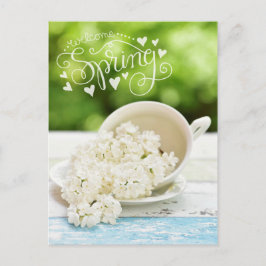 Weiße Lilacs Frühlingsblumen Stillleben Blumentext Postkarte