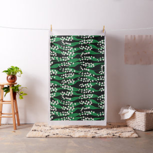 Weiße Lilie des Tales mit Blätter Stoff