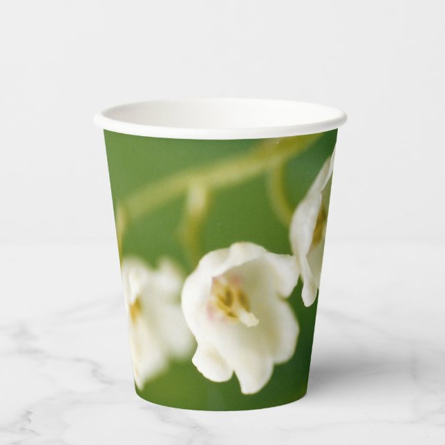 Weiße Lilie des Tals (Convallaria majalis) Pappbecher (Vorderseite)