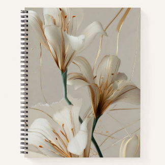 Weiße Lilie Gold Minimalistisch Elegant Neutral Notizbuch