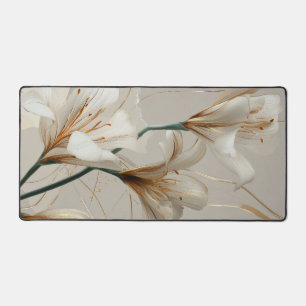 Weiße Lilie Gold Minimalistisch Elegant Neutral Schreibtischunterlage