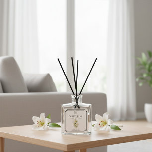 Weiße Lilie Reed Diffuser Etikett Quadratischer Aufkleber