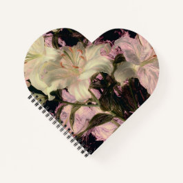 Weiße Lilien auf dunklem Hintergrund - Florale Kun Notizbuch