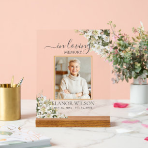 Weiße Lilien Florale Trauerfeier des Lebens Acrylschild