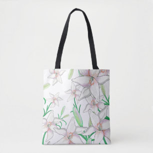 Weiße Lilien Illustration Tasche
