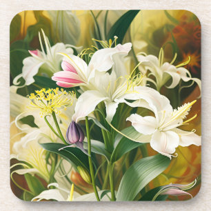 Weiße Lilien in Blüte Getränkeuntersetzer