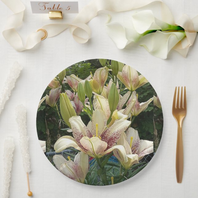 Weiße Lilien Pappteller (Hochzeit)