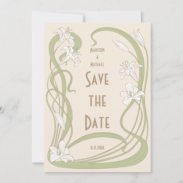 Weiße Lilien Save The Date (Vorderseite)