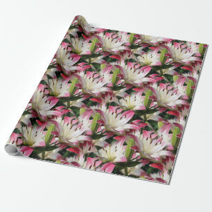 Weiße Lilienblumenmuster Natur Geschenkpapier