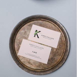 Weiße Lilienblumenstrauß florales Monogramm auf Ro Visitenkarte