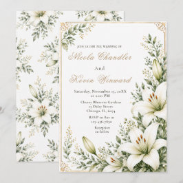 Weiße Lilienhochzeit Einladung