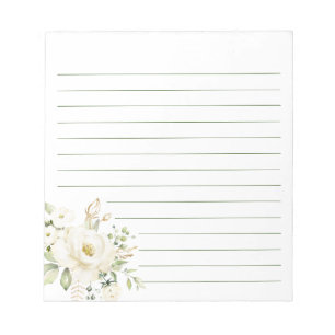 Weiße Lily-Blume Blumenpeony Feminine Linde Notizblock