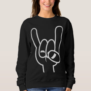 Weiße Linie für Schwermetall-Teufel-Hörner Sweatshirt