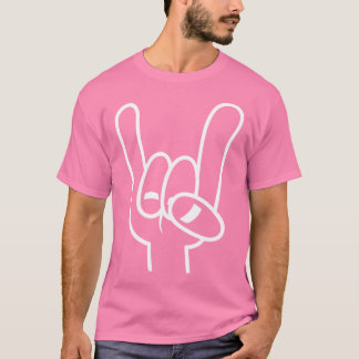 Weiße Linie für Schwermetall-Teufel-Hörner T-Shirt