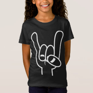 Weiße Linie für Schwermetall-Teufel-Hörner T-Shirt