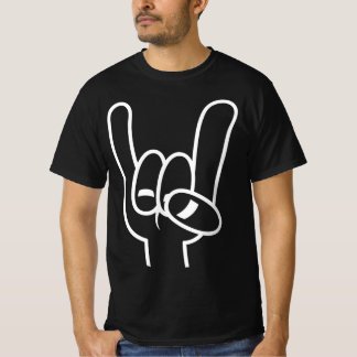 Weiße Linie für Schwermetall-Teufel-Hörner T-Shirt