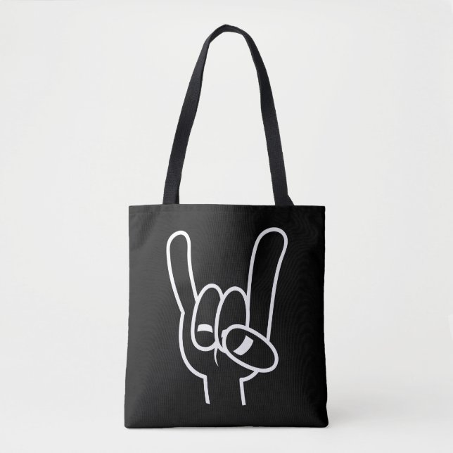 Weiße Linie für Schwermetall-Teufel-Hörner Tasche (Vorderseite)
