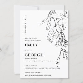 WEISSE LINIE ZEICHNEND FLORAL PROBE DINNER EINLADE DANKESKARTE