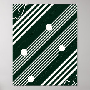 Weiße Linien mit Kreisläufen auf schwarzem Hinterg Poster