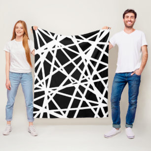 Weiße Linien und unregelmäßige schwarze Formen Abs Fleecedecke