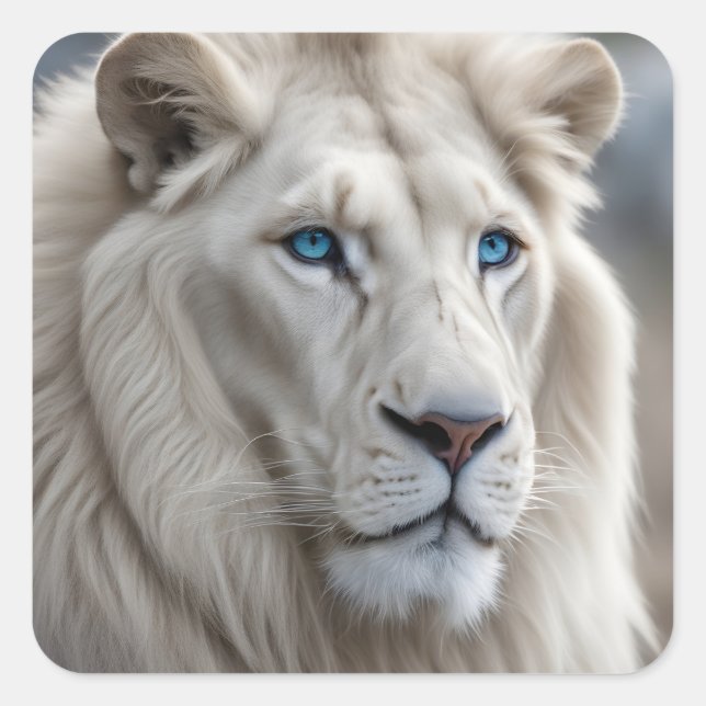 Weiße Lion Quadratischer Aufkleber (Vorderseite)