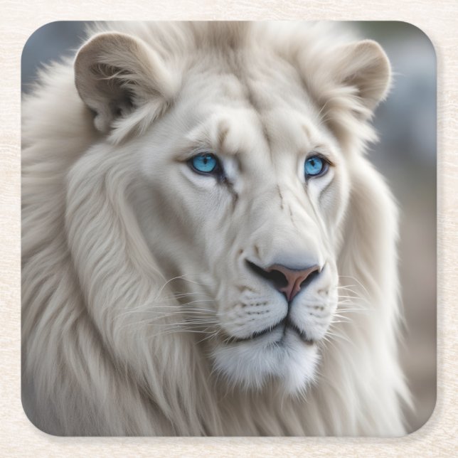 Weiße Lion Rechteckiger Pappuntersetzer (Vorderseite)