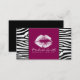 Weiße Lippen Makeup Artis Modernes Zebra Skin #17 Visitenkarte (Vorne/Hinten)