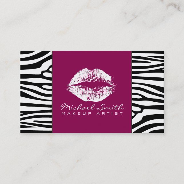 Weiße Lippen Makeup Artis Modernes Zebra Skin #17 Visitenkarte (Vorderseite)