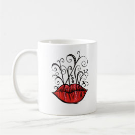 Weiße Lips Tinte Zeichnend Tattoo Style Kaffeetasse