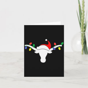 Weiße Longhorn-Weihnachtslichter Santa-Hut Horn An Karte