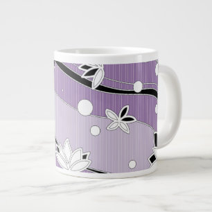 Weiße Lotus-Blume an Lila Streifen Jumbo-Tasse