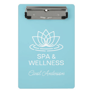 Weiße Lotus-Blumen-Logo individuell Spa & Wellness Mini Klemmbrett