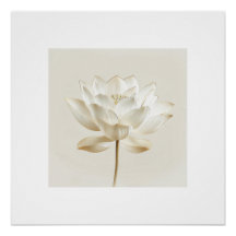 Weiße Lotusblumen-Wandkunst – Minimalistisches Zen