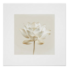 Weiße Lotusblumen-Wandkunst – Minimalistisches Zen Poster
