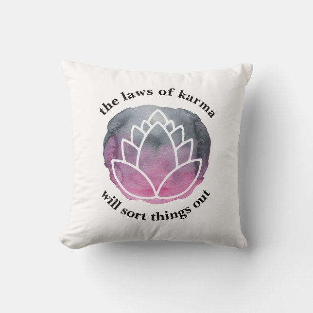 Weiße Lotusgesetze von Karma Inspirational Sprichw Kissen (Vorderseite)