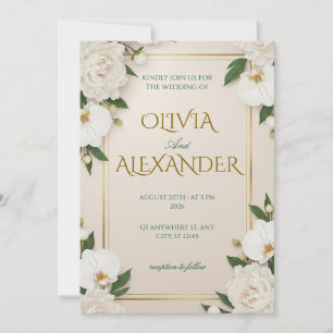 Weiße Luxus-Hochzeitseinladungen mit Blumenmuster Einladung