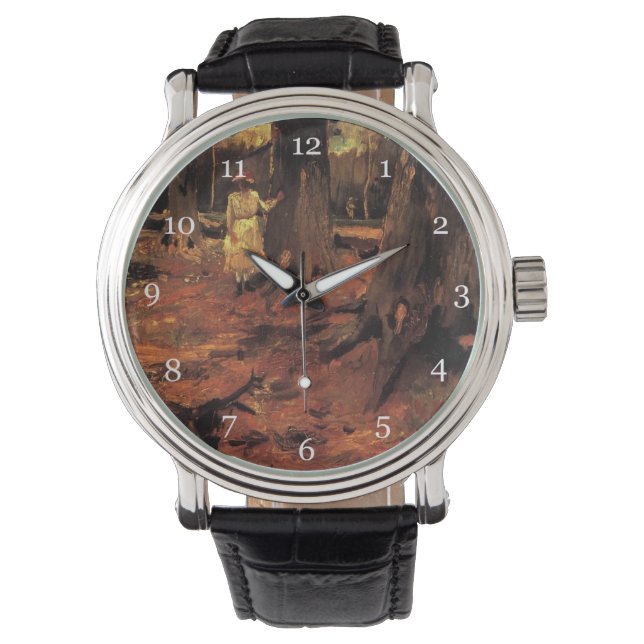 Weiße Mädchen im Wald, Vincent van Gogh Armbanduhr (Vorderseite)