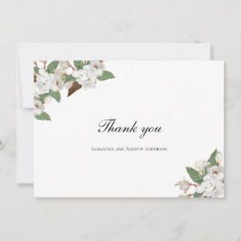 Weiße Magnolia Blume Grüne Hochzeit Dankeskarte
