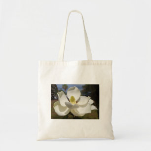 Weiße Magnolia-Blume und Biene Tragetasche