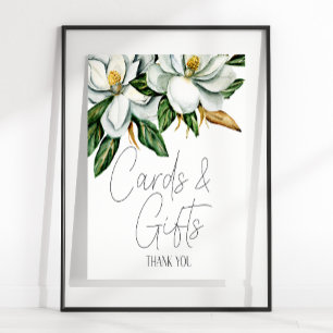 Weiße Magnolia Blumenkarte & Geschenkzeichen Poster