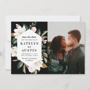 Weiße Magnolia florales modernes Foto Save the Dat Save The Date