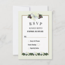 Weiße Magnolia Grüne Blumenkarte RSVP Card Einladung
