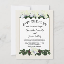 Weiße Magnolia Grüne Blüte Save the Date Einladung
