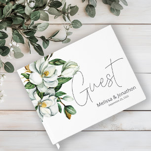 Weiße Magnolie Florale Rustc Hochzeit Gästebuch